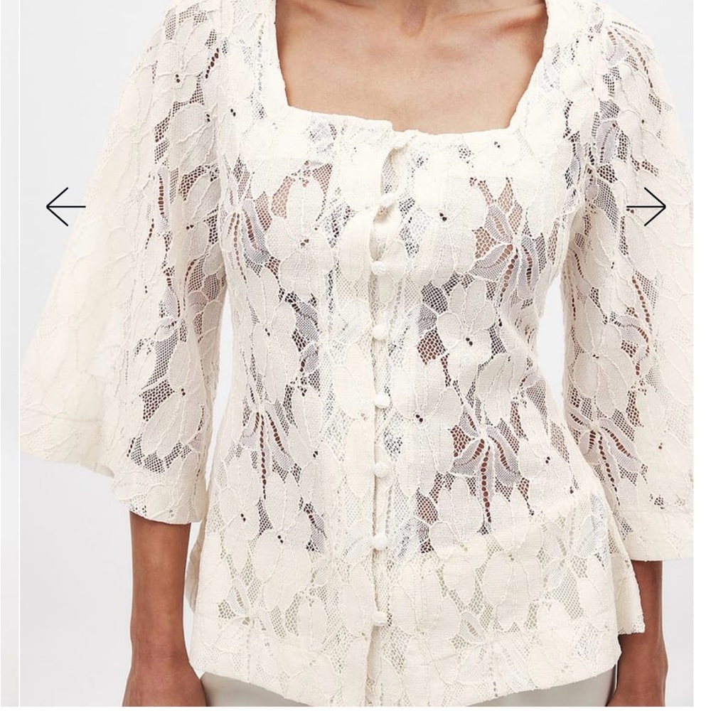 Elegant Lace Button-Up Blouse